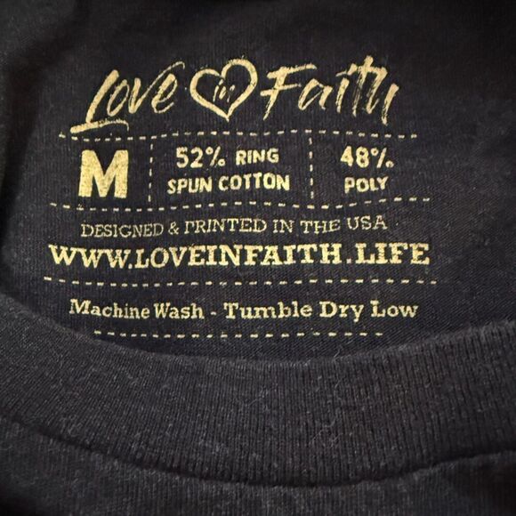 Love in Faith Black Blessed Leopard Print Graphic Tee Shirt Size M - Picture 6 of 8